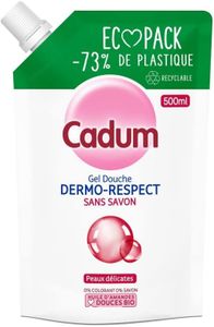 CADUM Douche Dermo Respect 500ml - Formule Douceur Sans Savon pour une Peau Hydratée et Nourrie - Gel Douche Idéal pour votre Routine de Soins Quotidienne - Lot De 4 - Vendu Par Lot