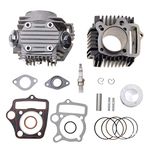 GOOFIT 52.4mm Completed Cylinder Head Liner Assembly Set Rebuild Kit with Gaskets Pistons Spark Plug Replacement for 4 Stroke 110cc Motorcycle Engine ATV Go Kart Dirt Bike