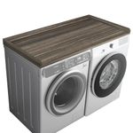 Kaboon Washer Dryer Countertop, Melamine Countertop with Edge Rails - 27.5" Depth x 54" Width Laundry Room Organization,Eucalyptus/Dark Walnut