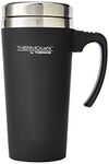 Thermo Cafe 420 ml Plastic and Stainless Steel Soft Touch Travel Mug, Black Travel Mug 400ml, Stainless Steel, Soft Touch Black, 1 Count (Pack of 1)