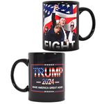 Bybykoi 2024 Trump Assassination Attempt Essential Trump Shot Black Mug Trump Never Surrender Novelty Coffee Mugs Take America Back Fight Coffee Mug