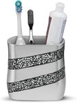 Creative Scents Silver Mosaic Toothbrush and Toothpaste Holder for Bathroom - Decorative Bathroom Toothbrush Holder, Family Toothbrush Cup with One Large Opening to Hold Multiple Toothbrushes at Once