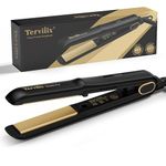 Terviiix Hair Straightener, Anti-Static Tourmaline Ceramic Flat Iron, Non-Snagging Straightening Irons for All Hair Types, 100-240V Worldwide Voltage for Travel, Evenly Fast Heating, Auto Off, 1''