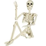 Halloween Skeleton Full Body Posable Joints Skeletons, 90cm Human Skeleton Decorations for Halloween Party Haunted House Supplies (1Pc)