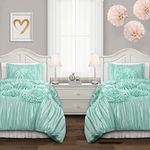 Lush Decor Comforter Set, Cotton, Aqua, Full/Queen