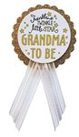 Grandma to Be Pin Twinkle Little Star Baby Shower Pin White & Gold for Nona to wear, It's a Girl, It's a Boy Baby Sprinkle, One Size, cardstock satin ribbon stainless steel pin, no gemstone