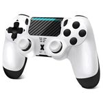 ARCELI Wireless Controller for PS-4, Controller Wireless for PS-4/Pro/Slim/PC, Bluetooth Gamepad Joystick with Dual Vibration Touch Panel 3.5mm Audio Jack Six-Axis (White)