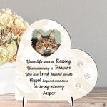 Personalised Pet Cat or Dog Memorial Plaque – 'Your Life Was a Blessing' – Available in MDF or Acrylic, Sizes Small to Large (Mdf Wood 8.5cm x 8.5cm, Beige)