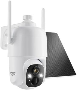 Dzees Solar Security Cameras Wireless Outdoor, 2K Battery Powered Security Camera, 360° PTZ Camera with Spotlight, Siren, Color Night Vision, AI Dectection, IP66 for Home Security, 2.4GHz