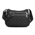 YANAIER Women Crossbody Shoulder Bag Multi Pocket Lightweight Quilted Messenger Bag Travel Handbag Purse Black