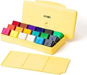 THOOVI HIMI Gouache Paint Set, 18 Colours, 30 ml Jelly cups, with Palette, Non Toxic Paint for Paper and Canvas, Art Paint Set for Professionals, Yellow Case