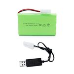 Tosiicop 9.6V 2400mAh NiMH Battery - RC Car Rechargeable Battery AA with Tamiya KET-2P Plug and USB Charge Cable for RC Car Spare Part RC Tank Boat Batteries