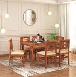 SONA ART & CRAFTS Solid Sheesham Wood Dining Table 6 Seater for Home, Living Room | Sheesham Wood Dining Set | Hotel Restaurant Dining Set | Wooden 6 Seater Dining Table Set (Honey Finish)