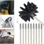 Chimney Cleaning Brush Kit Chimney Sweep Rods, Duct Vent Cleaning Set with 9 Nylon Flexible Rods 1 Brush Head, Drill Connector Chimney Sweep Kit for Fireplace Dryer Vent Sewage Pipe Fume Hood