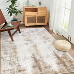 famibay 3x5 Area Rug, Modern Abstract Throw Rugs with Rubber Backing Washable Rugs for Bedroom Non Slip Soft Low Pile Floor Carpet Rugs for Entryway Kitchen Bedroom Mudroom(Beige/Camel)