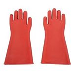 Insulating Gloves For High Voltage Electrical Work, Class 00 Electrical Insulated Gloves, Rubber, High Voltage 12KV Red Rubber Insulating Handwear For Lineworker Electricians