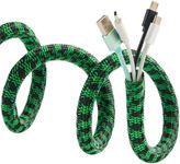 QCSIW 1-50FT Inch Split Cable Sleeve, Braided Wire Loom Cord Protector, Pet Chew Proof Wire Cover, Stylish Color Cable Management Wrap for Desk, TV, Home (Black Green)