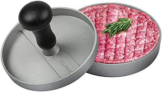 GOURMEO prensa de hamburguesa + 30 hojas de papel antiadhesivo de aluminio con capa antiadhesiva | prensa de hamburguesa, prensador de hamburguesa, burger maker