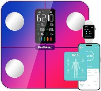 Bilancia per grasso corporeo, bilancia digitale, con grasso corporeo e massa muscolare, per 15 dati corporei, misurazione della frequenza cardiaca, per Apple e Android, arcobaleno