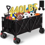 Didumoine Collapsible Folding Wagon Cart, Folding Wagon for Beach, Garden, Stadium and Yard, 440 Ibs Heavy Duty Folding Utility Garden Cart with Big All-Terrain Beach Wheels