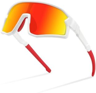 BUYAGE Kids Sunglasses for Boys Girls, Baseball Softball Sunglasses for Youth Teens Polarized Running Cycling Glasses, White Frame Red Lens, 56 MM