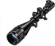 Hunting Rifle Scope KinZon 6-24X50 AOEG Optics Hunting Rifle Scope Red & Green Illuminated Crosshair Gun Scope with Flip Up Scope Covers