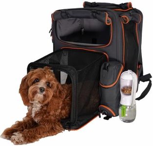 Set4Pets Expandable Cat Carrier Backpack for Cats & Small Dogs, Gray/Orange