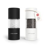 LARS NYSØM Salt and Pepper Grinder Set, Manual Salt and Pepper Mills with Adjustable Ceramic Grinder, Design Spice Shaker Set (Black/White)