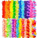 JMUQ 24 Count Hawaiian Leis, Luau Party Decorations Hawaii Silk Flower Lei Necklace,Tropical Party Favors for Beach Holiday Wedding Birthday Party, Aloha Summer Pool Party Supplies