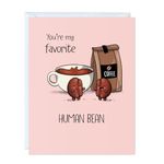 Cute Anniversary Card, Birthday Card, Her Him/Girlfriend Wife/Husband Boyfriend, Friendship Thank You Kawaii Greeting Card (You're My Favorite Human Bean)