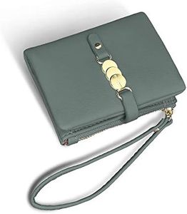 TOPKULL Wallets for Women Small Rfid Bifold Ladies Wallets Wristlet Change Purse for Card Coin with Wrist Strap (Green)