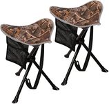 REDCAMP Tripod Folding Camping Stools for Adults 400LBS, 17 Inch Tall 3 Legged Hunting Stools Portable Lightweight for Fishing Hiking Backpacking, Camouflage 2 Pack