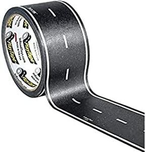 InRoad Toys PlayTape Road Tape for Toy Cars - Sticks to Flat Surfaces; No Residue; 60 ft. x 2 in. Black Road