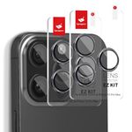 BERSEM 2 Pack Camera Lens Protector for iPhone 15 Pro Max 6.7" / iPhone 15 Pro 6.1", Auto-Alignment EZ Kit, 9H Tempered Glass, Anti-Scratch, Ultra HD, Case Friendly, Camera Lens Cover-BLACK