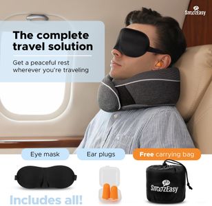 SnoozEasy Memory Foam Travel Pillow – Dark Grey