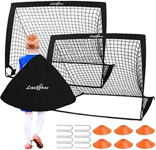 Cage de Foot, Lot de 2 But de Foot Enfant Exterieur avec 6 Cônes de Football et Sac de Transport, LIBERRWAY 120 * 90 * 90cm Cages et Mini Buts Pliable pour Le Jardin et la Maison
