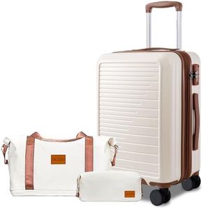 OUZZO PC Luggage Set 3 Piece,Travel Carry-on Luggage,TSA Approved Lock,Rolling Expandable Carry On Luggage For Plane, 22x14x9 Airline Approved,Hardshell Luggage,20-Inch Suitcases with Wheels,White
