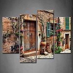 4 Panel Italian Rustic Tuscan Wall art Tuscany Wall Painting The Picture Print On Canvas Architecture Pictures Modern Artwork For Living Room Dinning Room Home Decor Decoration Gift