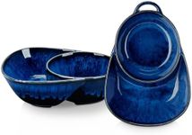 vancasso Starry Snack and Dip Bowls Set of 2, Divided Bowls for Separating Cereal and Milk, Microwave & Dishwasher Safe Serving Bowls, Chip Snack Bowls, Blue