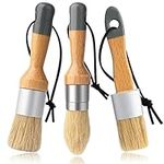 Mister Rui Chalk Wax Paint Brush, 3pcs, Chalk Paint Brushes for Furniture, Small Wax Brush for Chalk Paint, Acrylic Paint, Milk Paint, Natural Bristles Stencil Brushes, No Shedding