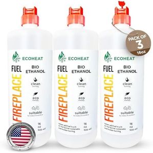 ECOHEAT Clean-Burning Bio-Ethanol Fireplace Fuel - High-Grade Ethyl Alcohol Smokeless Fuel for Ventless Fireplaces - Made in The USA with 200 Proof Ethanol - 500mL/16oz. - Pack of 3