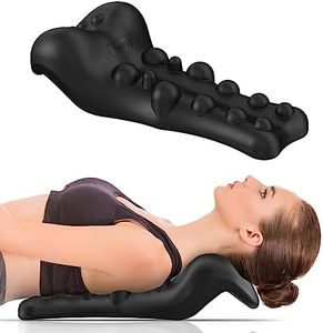 Neck and Shoulder Relaxer with Upper Back Massage Point, Cervical Traction Device Neck Stretcher for TMJ Pain Relief and Cervical Spine Alignment Chiropractic Pillow (Black)