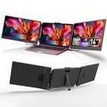 Grazz Laptop Screen Extender Triple Monitor - 14 inch Portable Monitor FHD 1080P Attachment Extended for Laptop Extra Screen Compatible with Windows Mac Travel Work Fits 13-17" Laptops