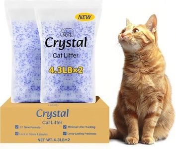 LMJP Crystal Cat Litter, Rapid Odor & Moisture Absorption Last up to 6 Weeks, Low Tracking for Less Mess, Unscented Non-Clumping White & Blue Silica Gel Crystals, 1 Pack 8.8lb