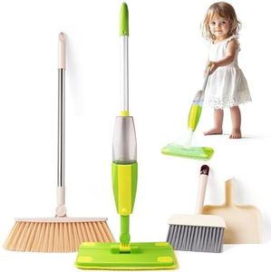 Kids Cleaning Toy Set,Spray Mop Montessori Toys Pretend Play Cleaning Tool for Toddlers with Spray Mop & Kids Broom Dustpan Set Cleaning Toys Gift for Toddlers Girls Boys Age 3+