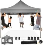 COBIZI 10x10 Pop Up Canopy Tent with 4 sidewalls Commercial Heavy Duty Canopy UPF 50+ All Weather Waterproof Outdoor Canopy Wedding Tents for Parties Gazebo with Roller Bag, Grey (Windproof Upgraded)