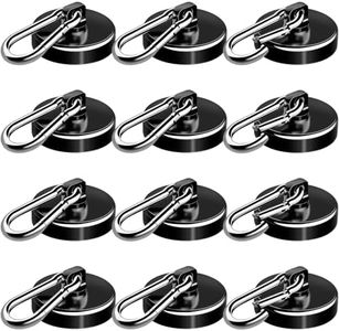 E BAVITE Carabiner Magnetic Hooks, 110LBS Strong Magnets, Black, 12 Pack