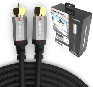Monster Essentials RG-6 Coax Cable with Gold-Plated F-Pin Coaxial Cable Connector - High Speed Internet Cable with Duraflex Jacket and Metal Shielding, 25ft