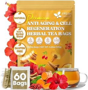 FreshDrinkUS, Premium 100% Natural Herbal Tea, Made with Natural Material. No Sugar, Vegan. (60 Tea Bags Anti Aging and Cell Regeneration Tea)