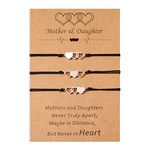 YELUWA 3 Pcs Mother Daughter Bracelets Set Mom Gifts from Daughters Mommy and Me Heart Wish Matching Bracelets for Mother Women Friendship Best Friends Bestie Sister BFF Bridesmaid Adjustable Birthday